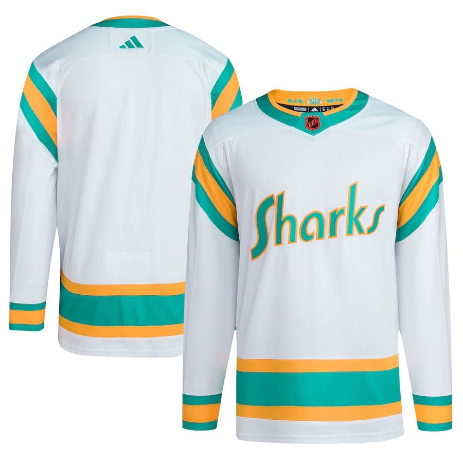 Men San Jose Sharks adidas White Reverse Retro Authentic Blank NHL Jersey->customized nhl jersey->Custom Jersey